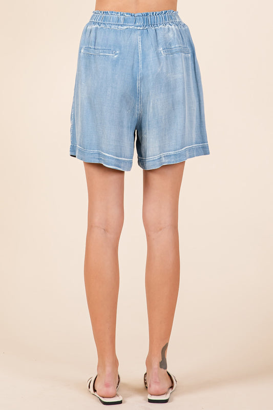 Washed Tencel Chambray Shorts