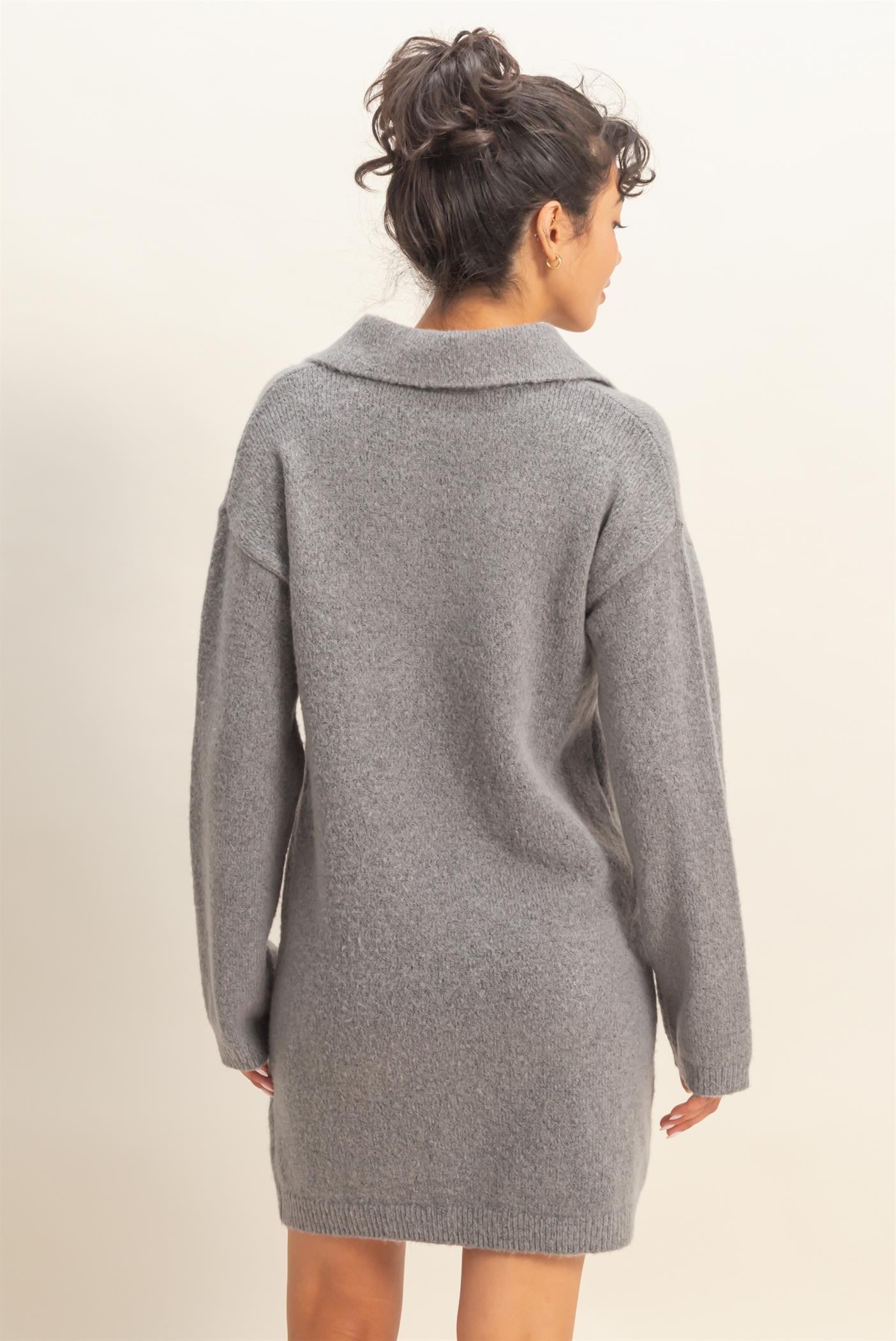 Sophisticated Polo Long Sleeve Sweater Dress