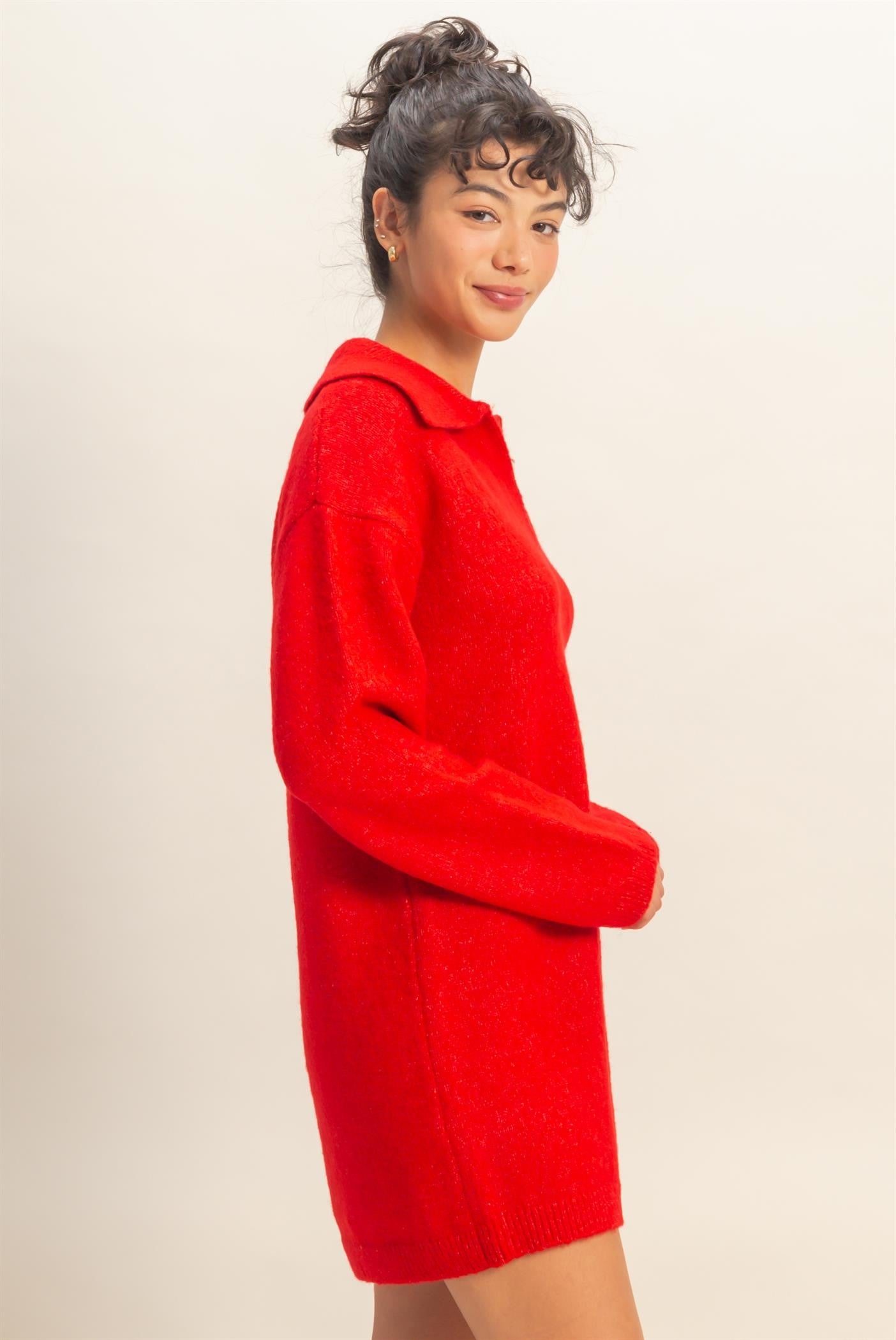 Sophisticated Polo Long Sleeve Sweater Dress