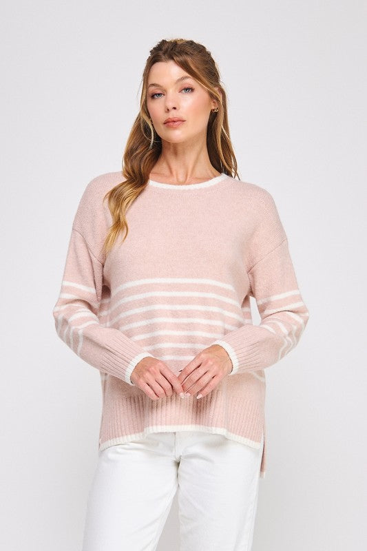 Placement Stripe Boyfriend Sweater