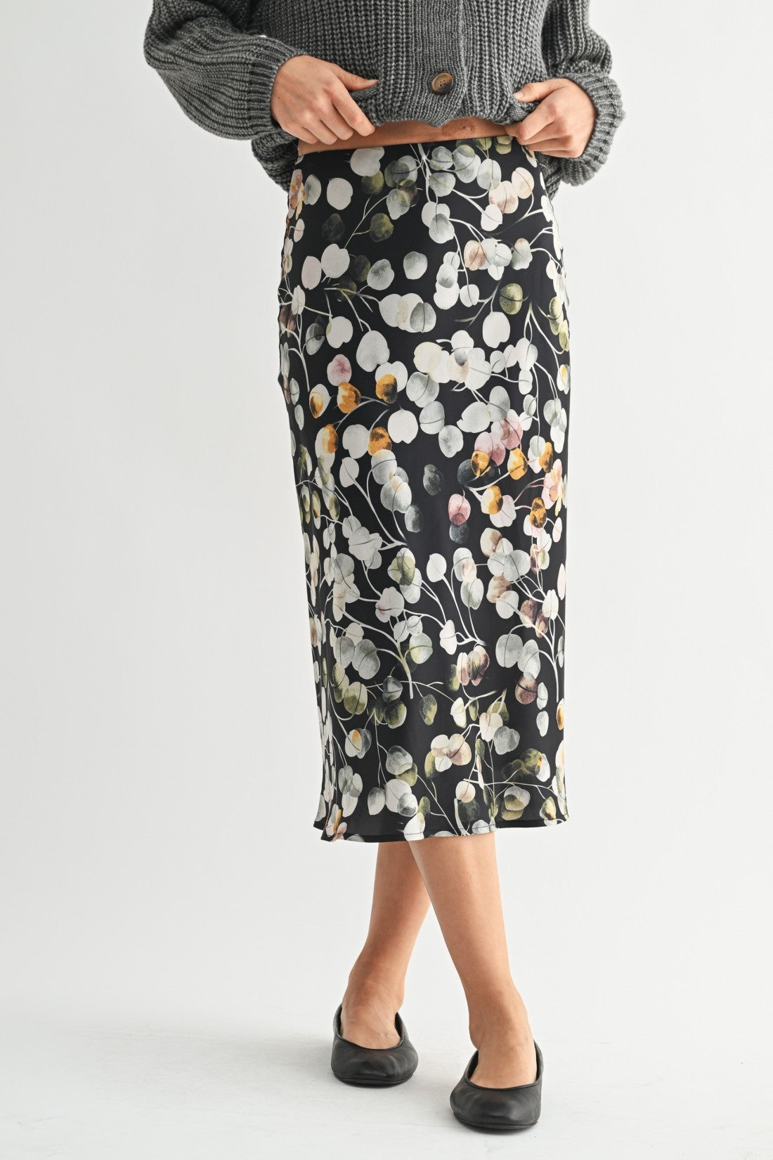 Flower Print Midi Skirt