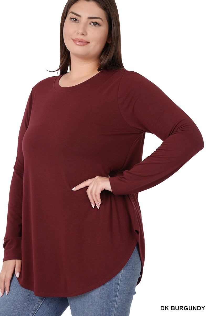 Curvy Long Sleeve Round Neck Top