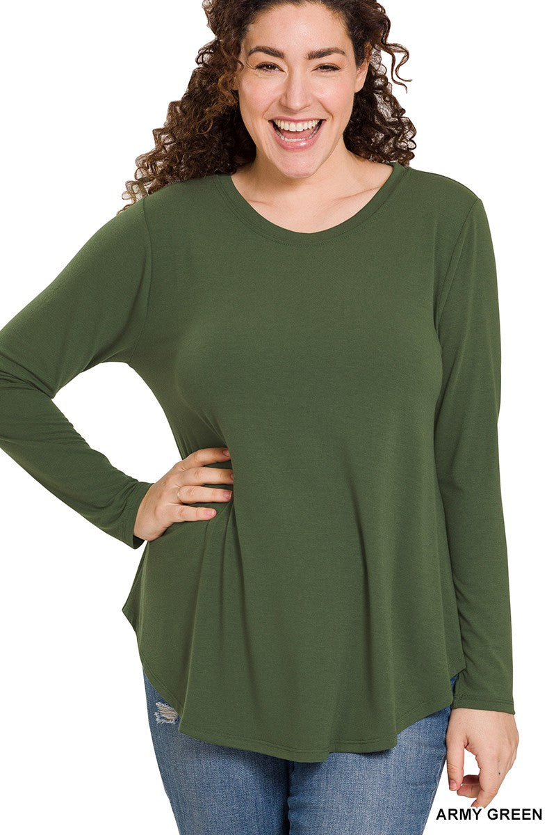 Curvy Long Sleeve Round Neck Top