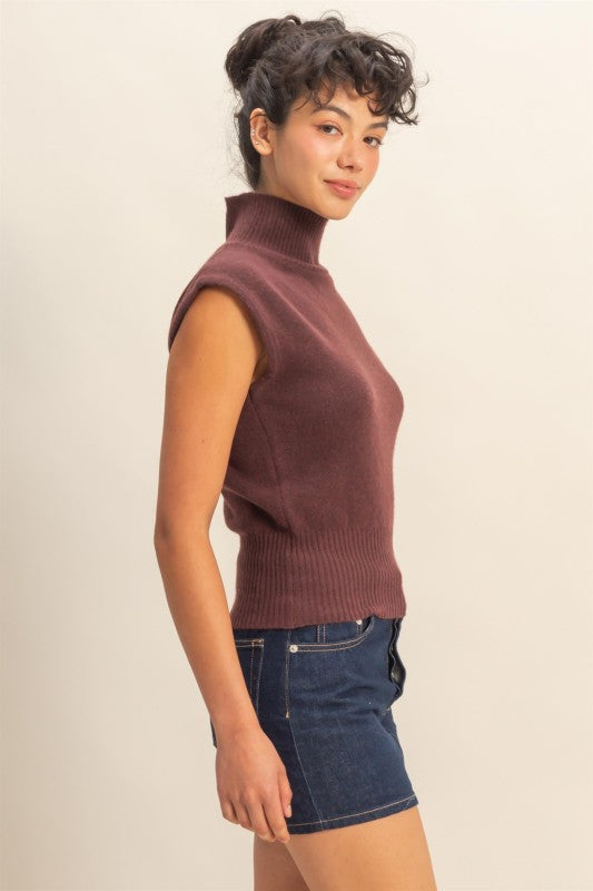 High Neck Sleeveless Knit Top