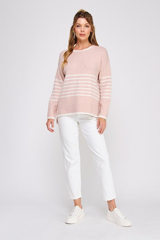 Placement Stripe Boyfriend Sweater