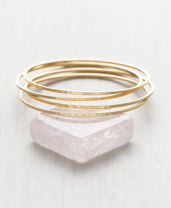 Gold Hammered Bangle Set