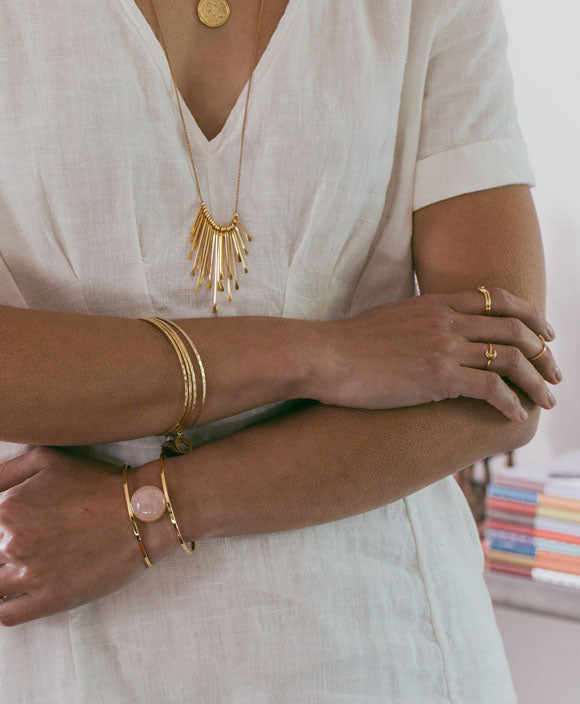 Gold Hammered Bangle Set