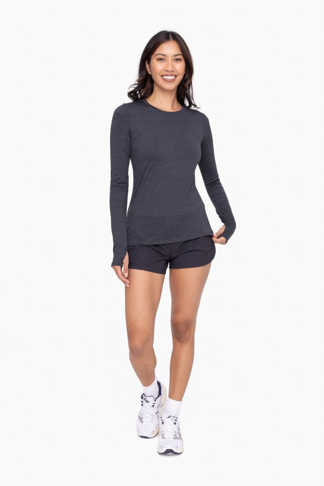 Active Top With Thumb Holes in Dk. Grey