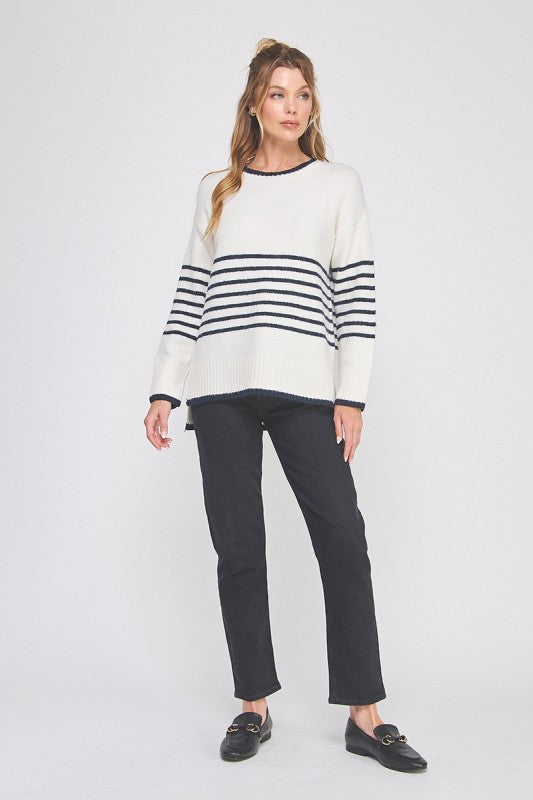 Placement Stripe Boyfriend Sweater