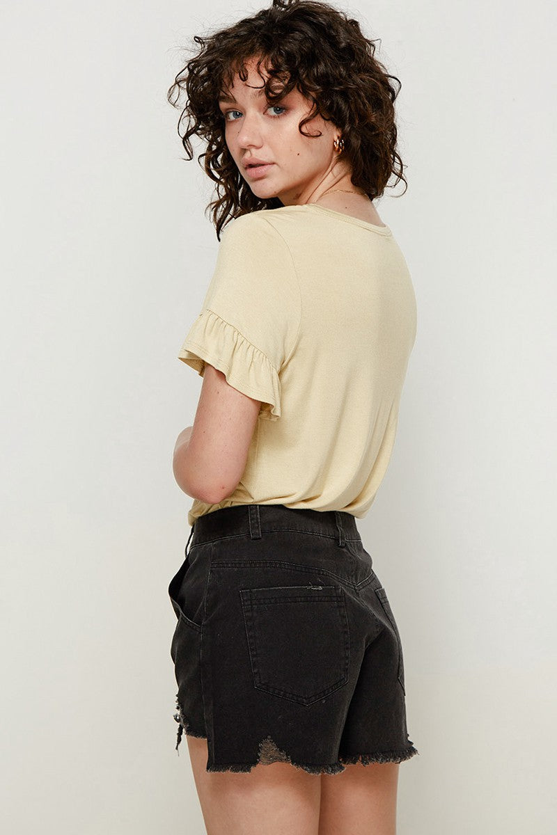 Bamboo Ruffle Sleeve Top