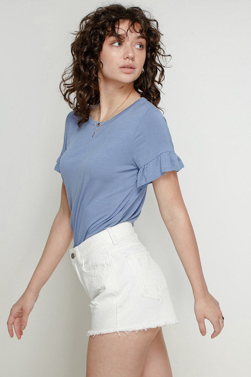 Bamboo Ruffle Sleeve Top