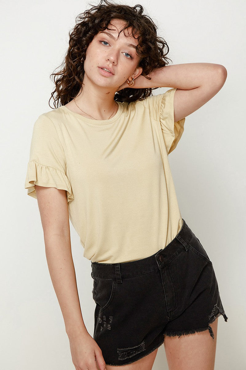 Bamboo Ruffle Sleeve Top
