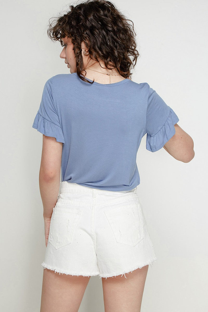 Bamboo Ruffle Sleeve Top