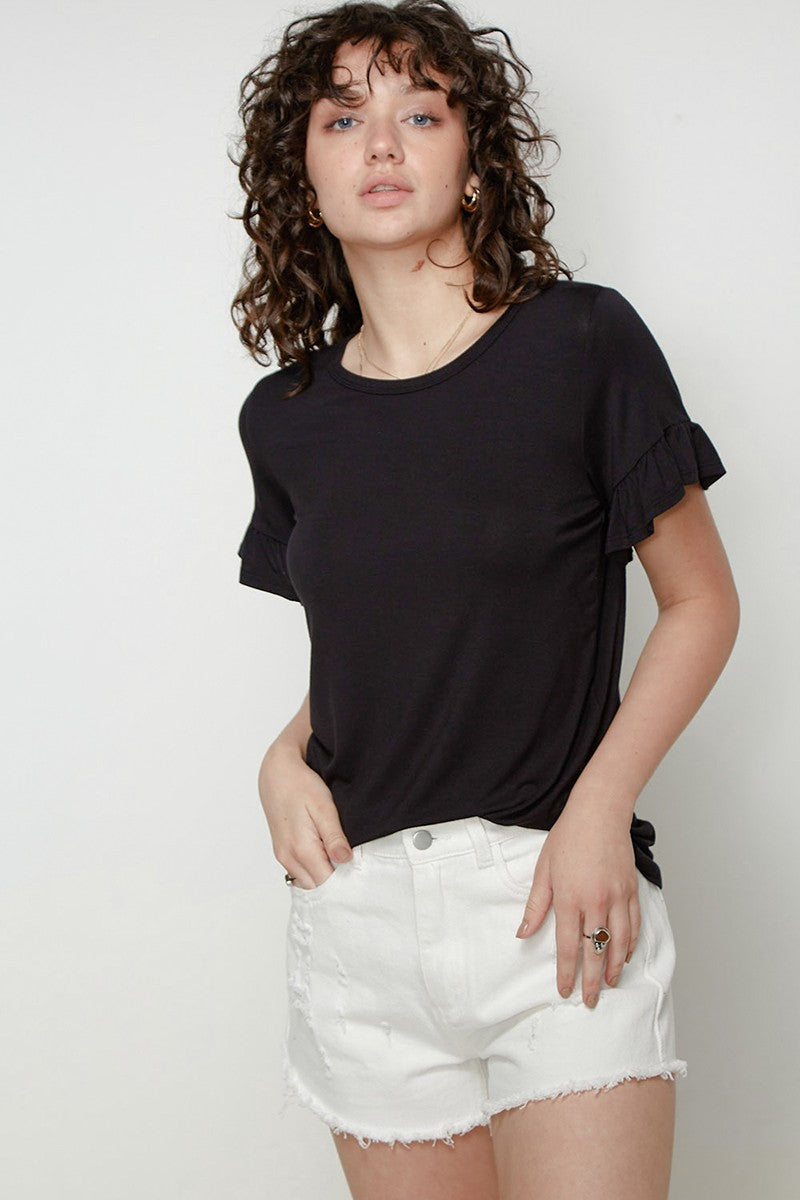 Bamboo Ruffle Sleeve Top