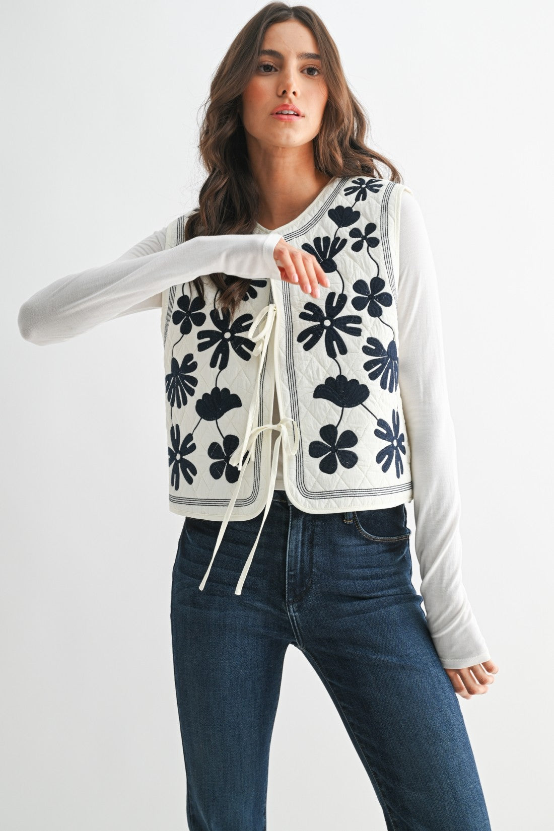 Embroidered Quilted Vest
