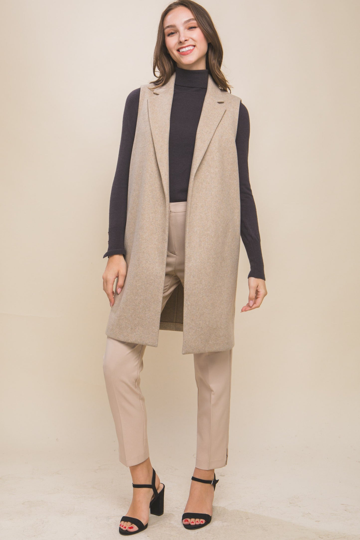Longline Vest in Oatmeal