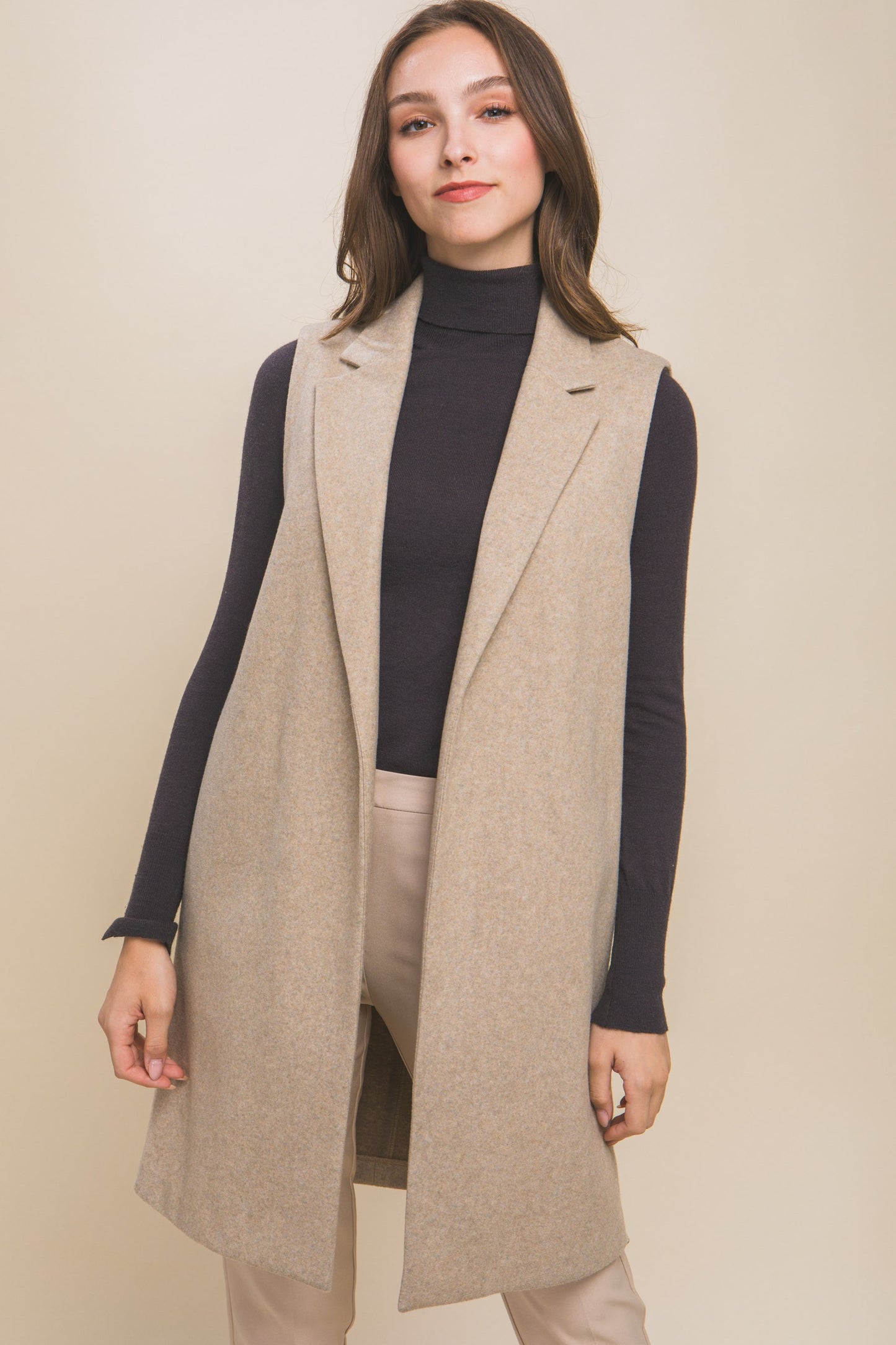 Longline Vest in Oatmeal