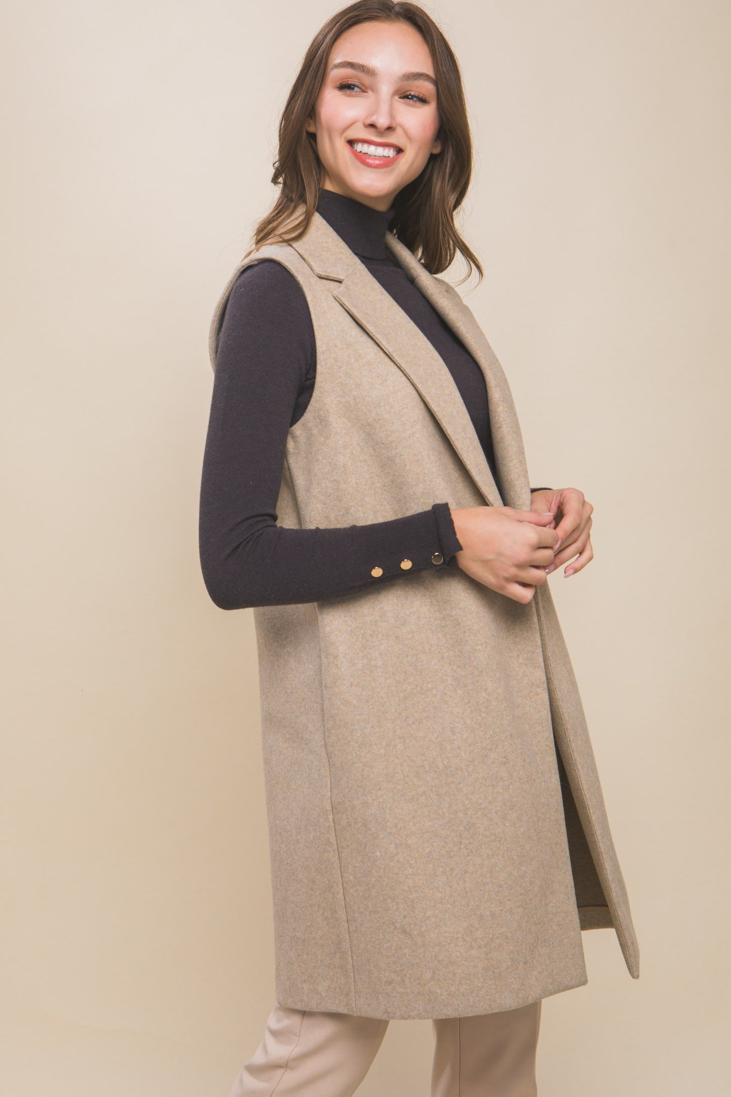 Longline Vest in Oatmeal
