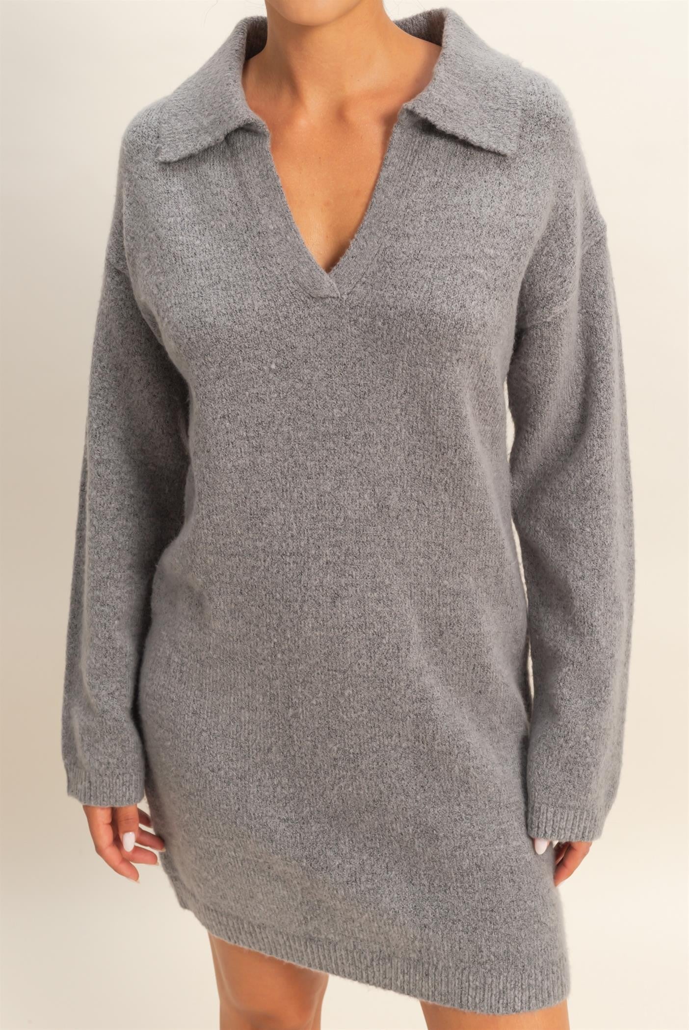 Sophisticated Polo Long Sleeve Sweater Dress