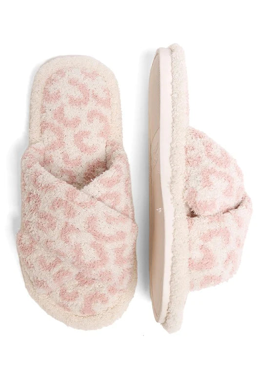 Pink Leopard Criss Cross Slippers