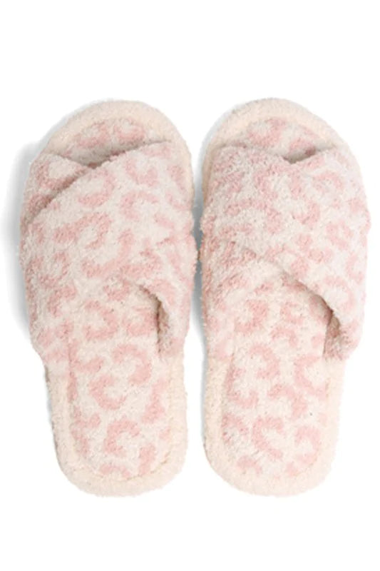 Pink Leopard Criss Cross Slippers
