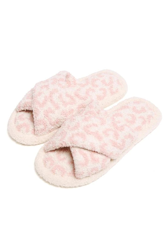 Pink Leopard Criss Cross Slippers
