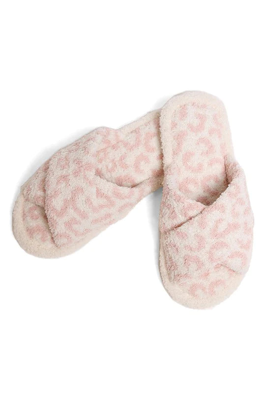 Pink Leopard Criss Cross Slippers