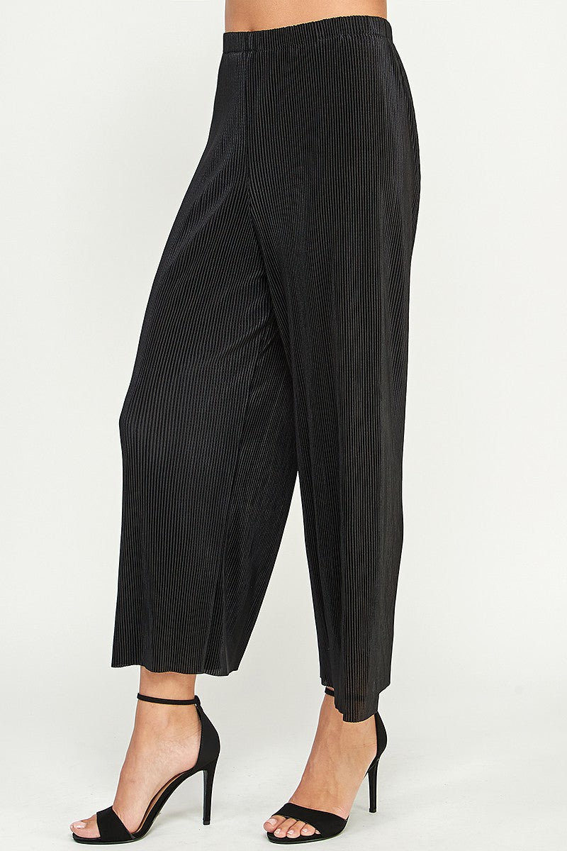 Woven Ribbed Flowy Pants