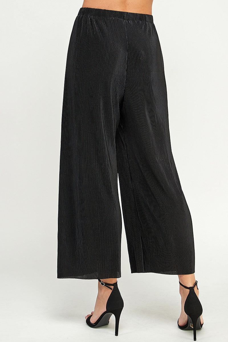Woven Ribbed Flowy Pants