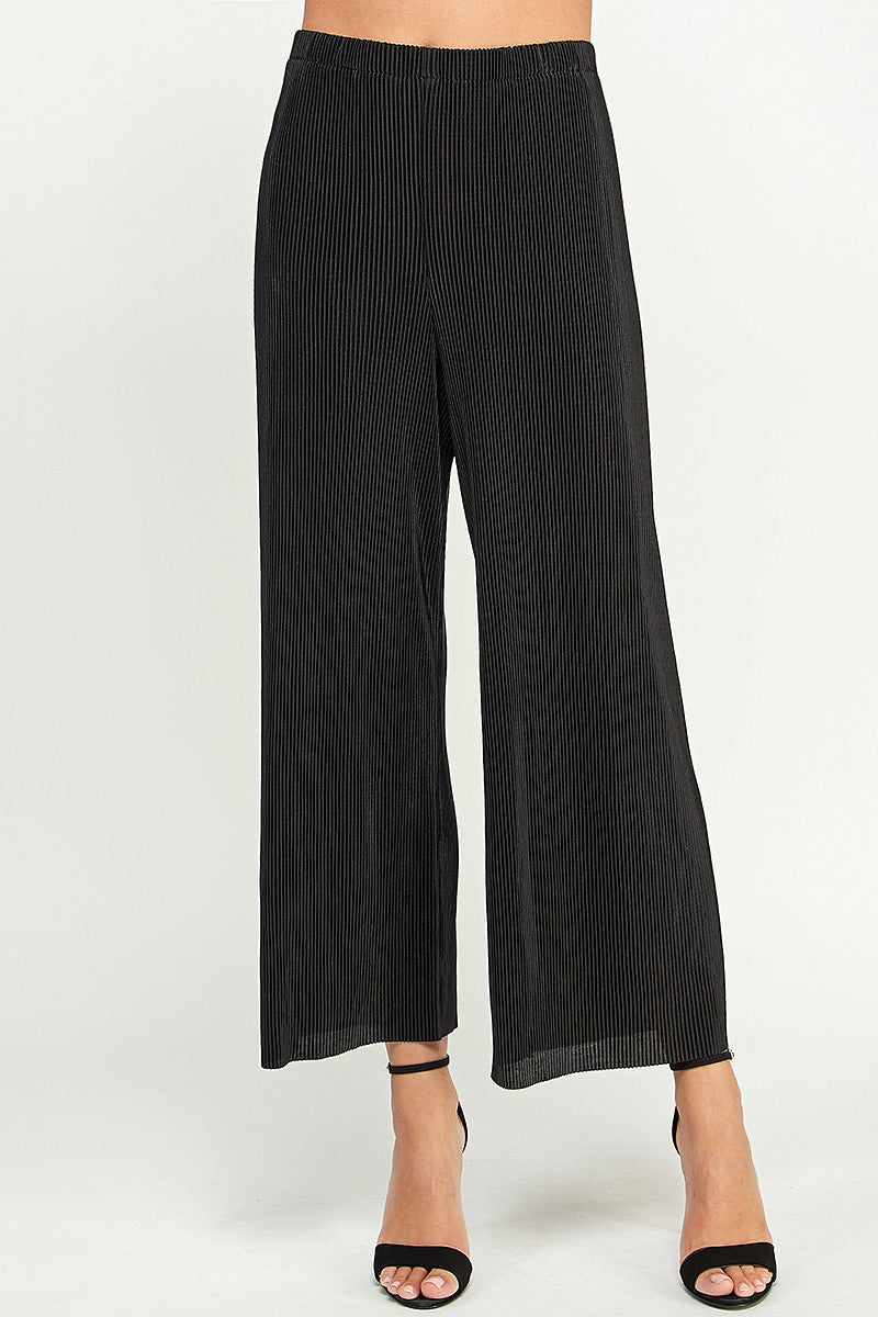 Woven Ribbed Flowy Pants