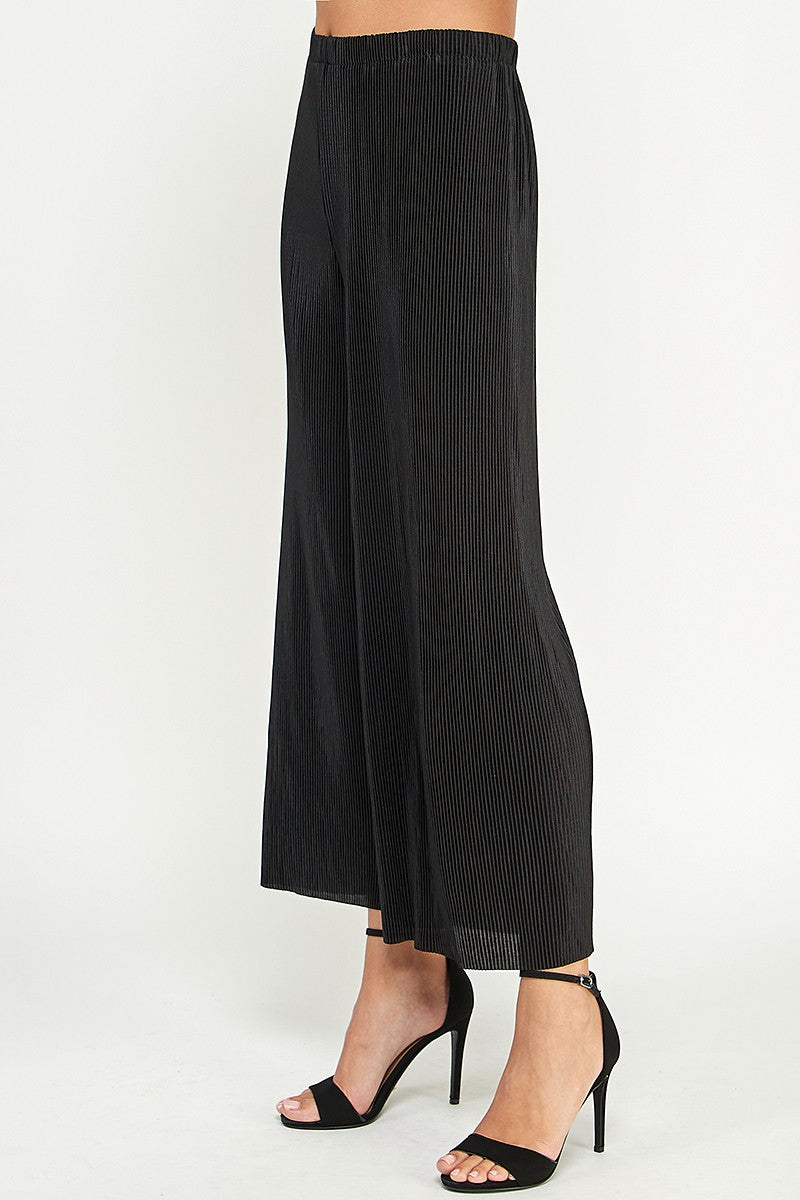 Woven Ribbed Flowy Pants
