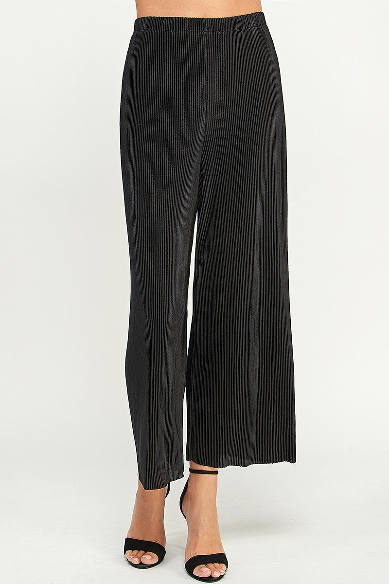 Woven Ribbed Flowy Pants