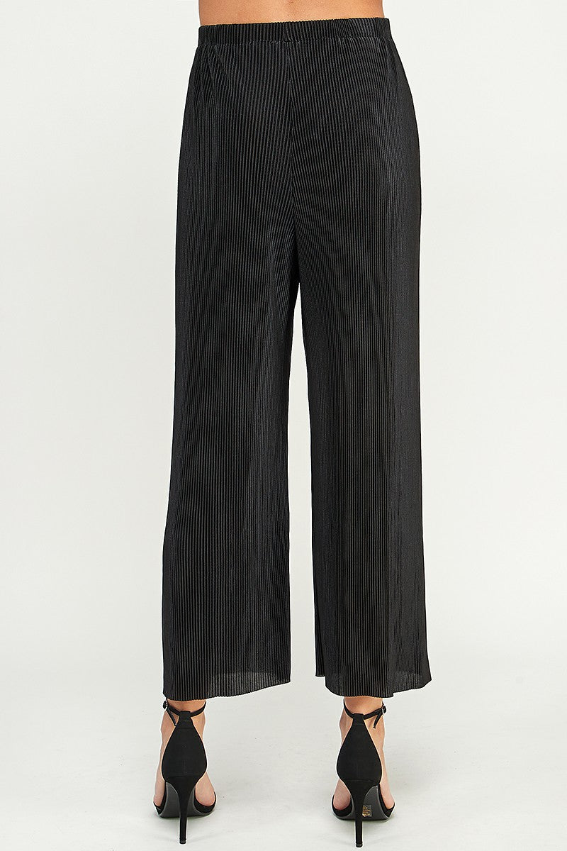 Woven Ribbed Flowy Pants