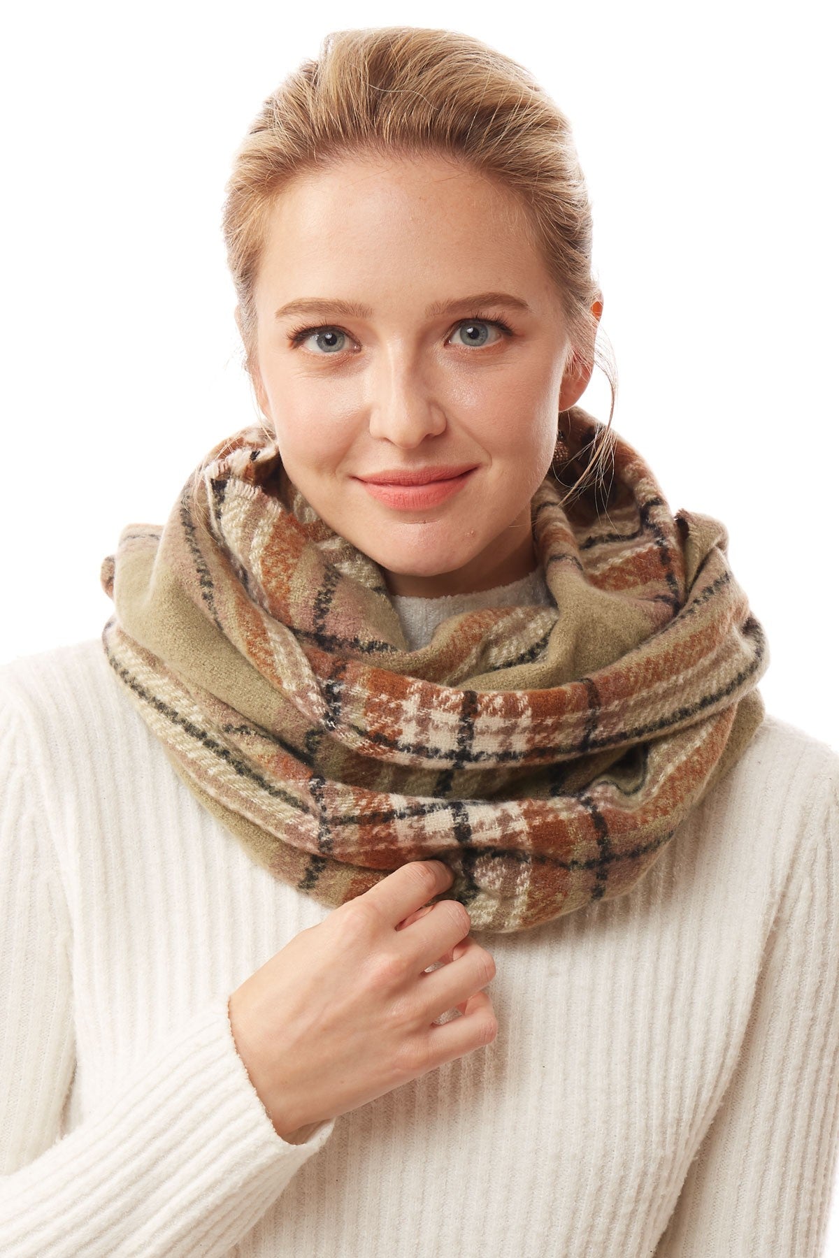 Soft Plaid Infinity Scarf
