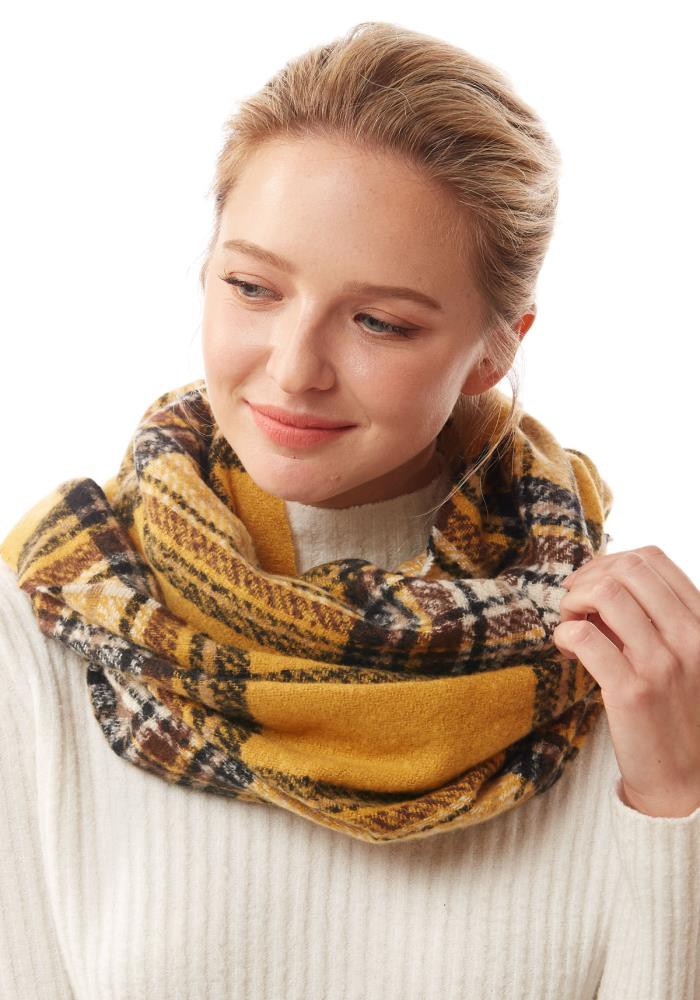 Soft Plaid Infinity Scarf