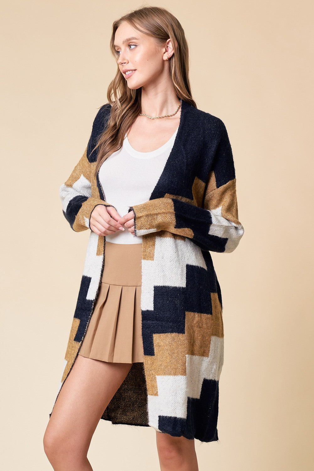 Geometric Open Cardigan
