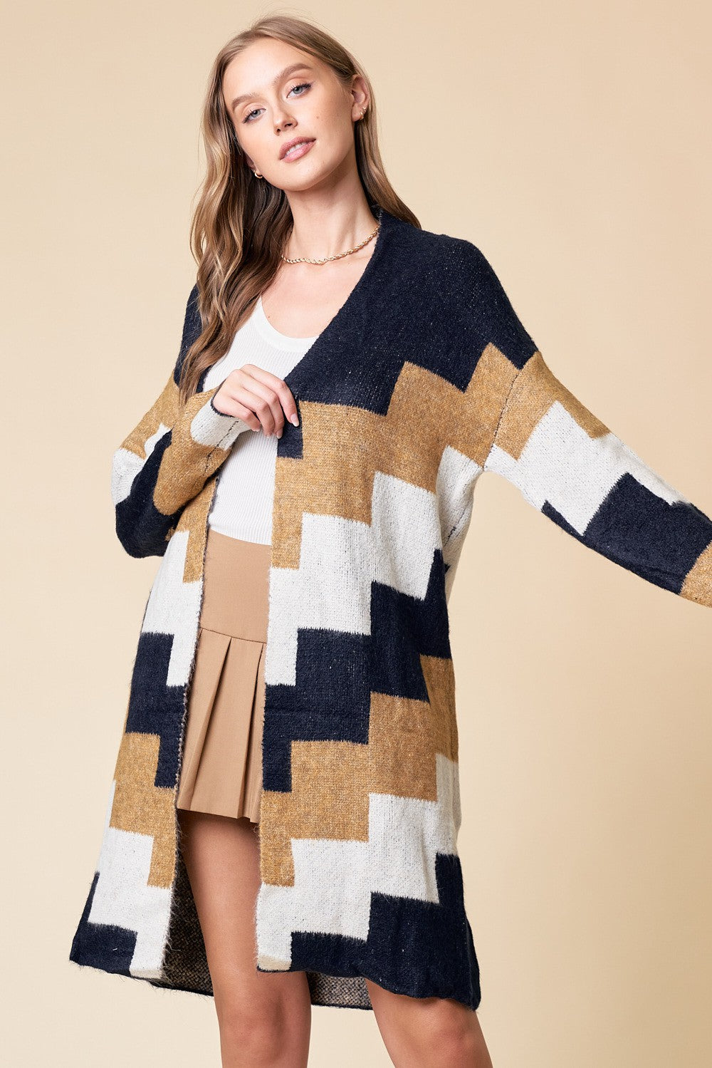 Geometric Open Cardigan