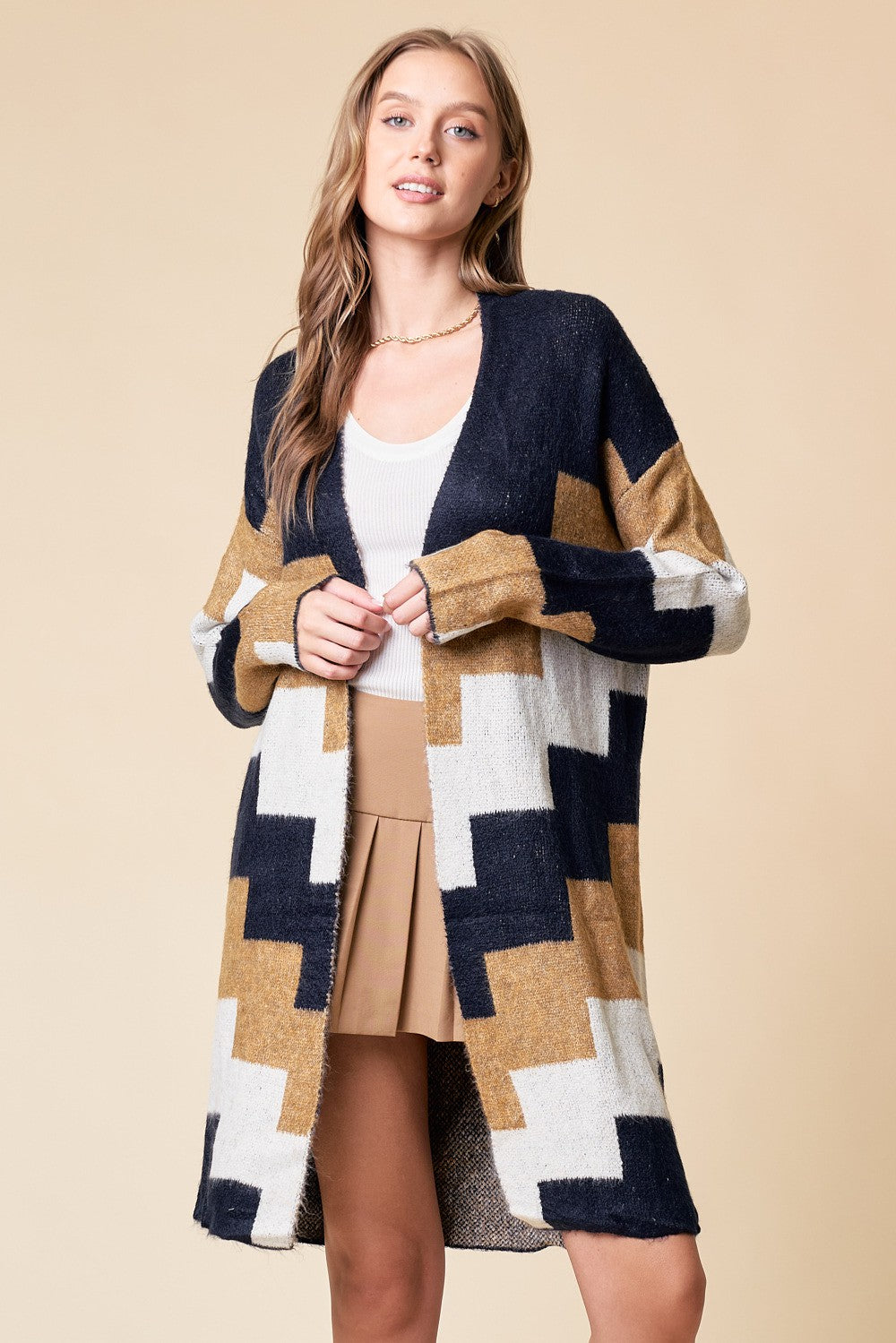 Geometric Open Cardigan