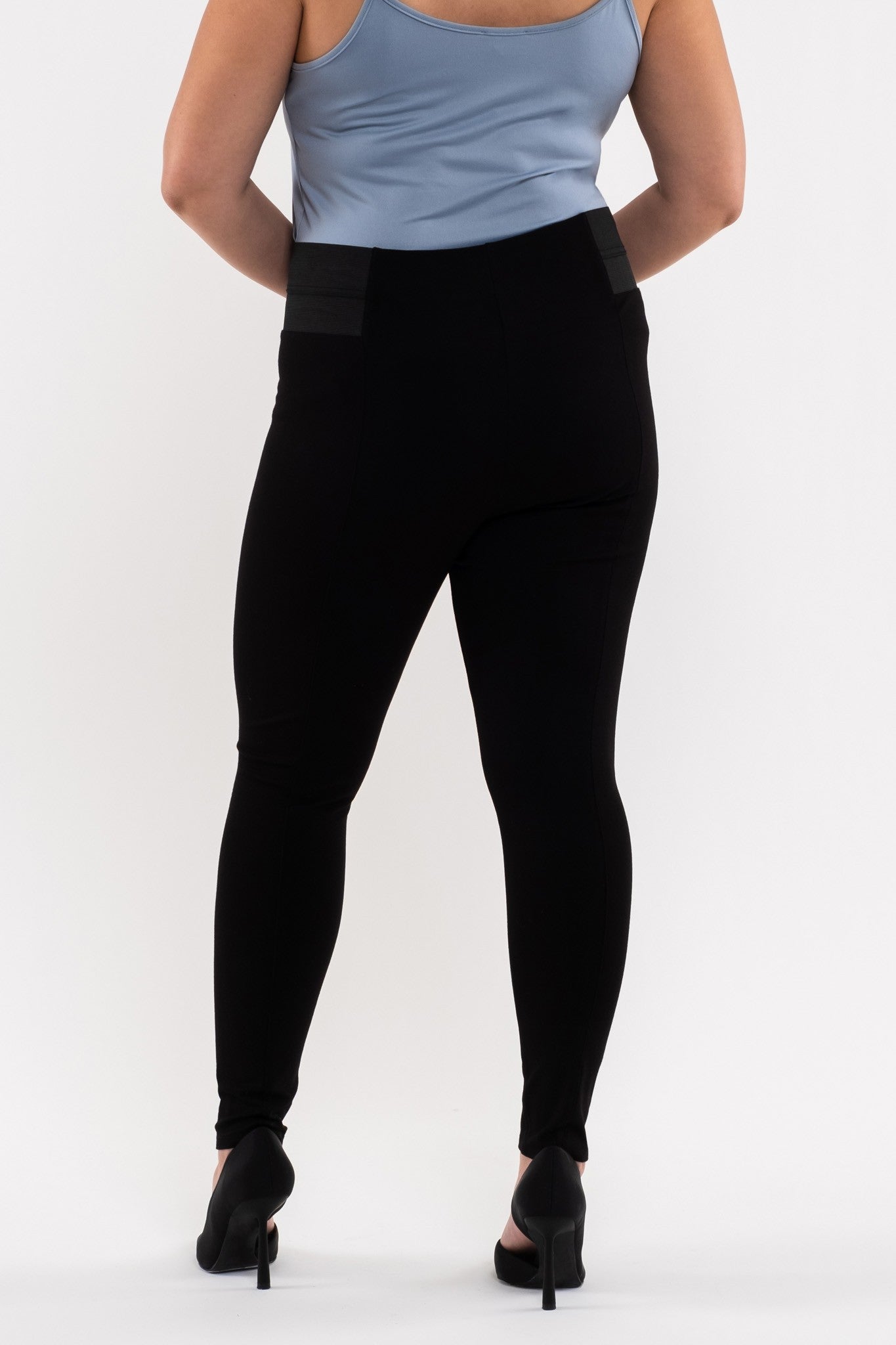Curvy Side Elastic Skinny Pants