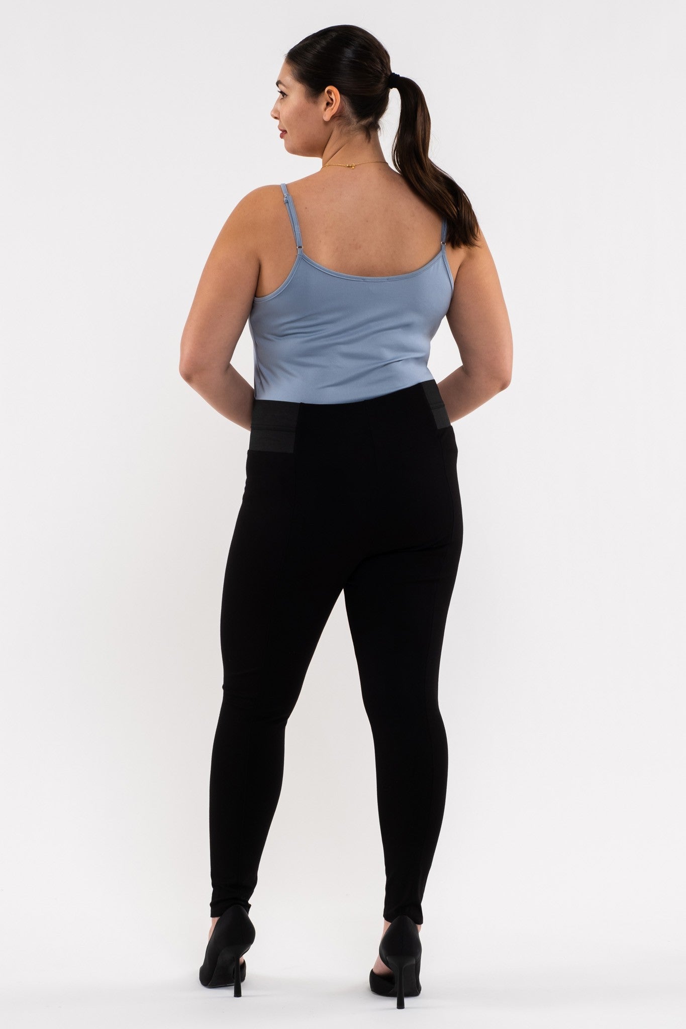 Curvy Side Elastic Skinny Pants