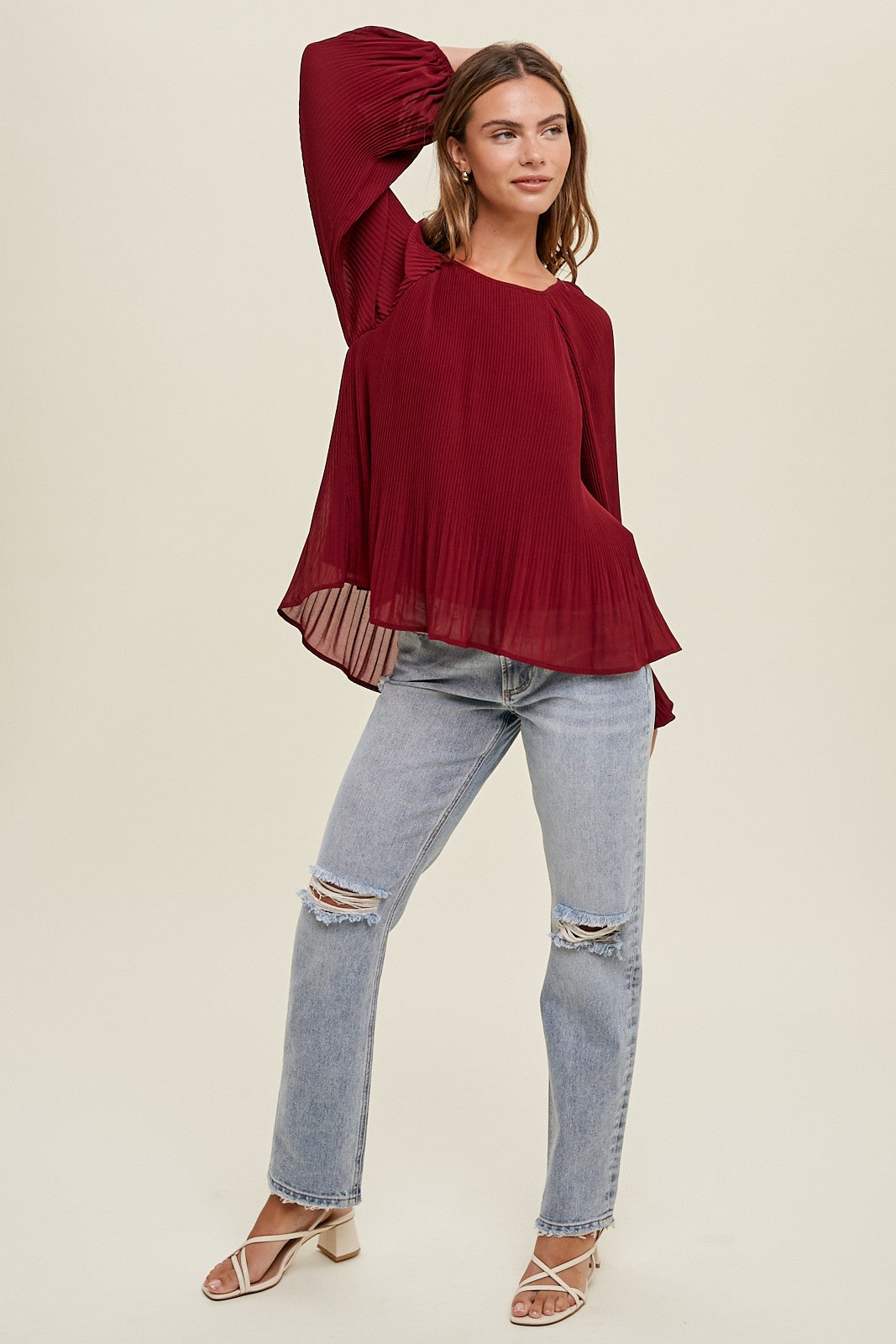Pleated Chiffon Blouse