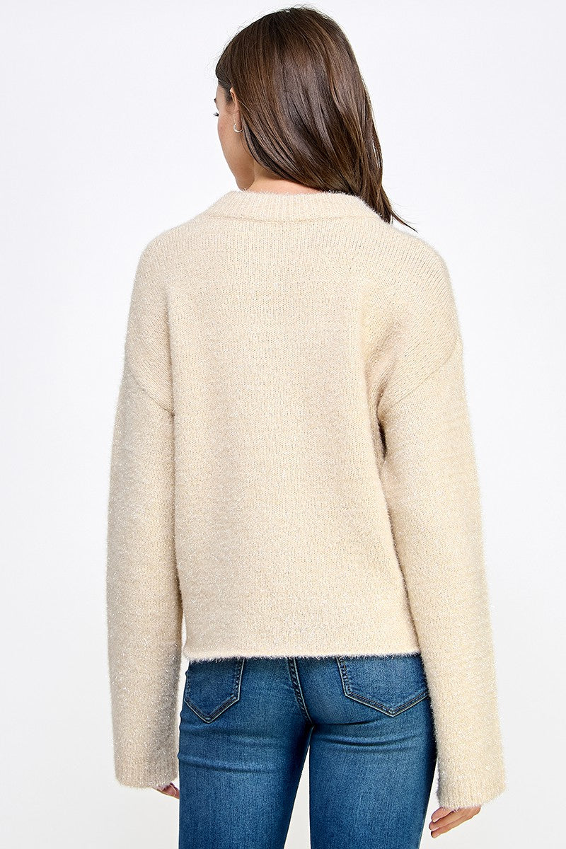 Metallic Eyelash Knit Sweater