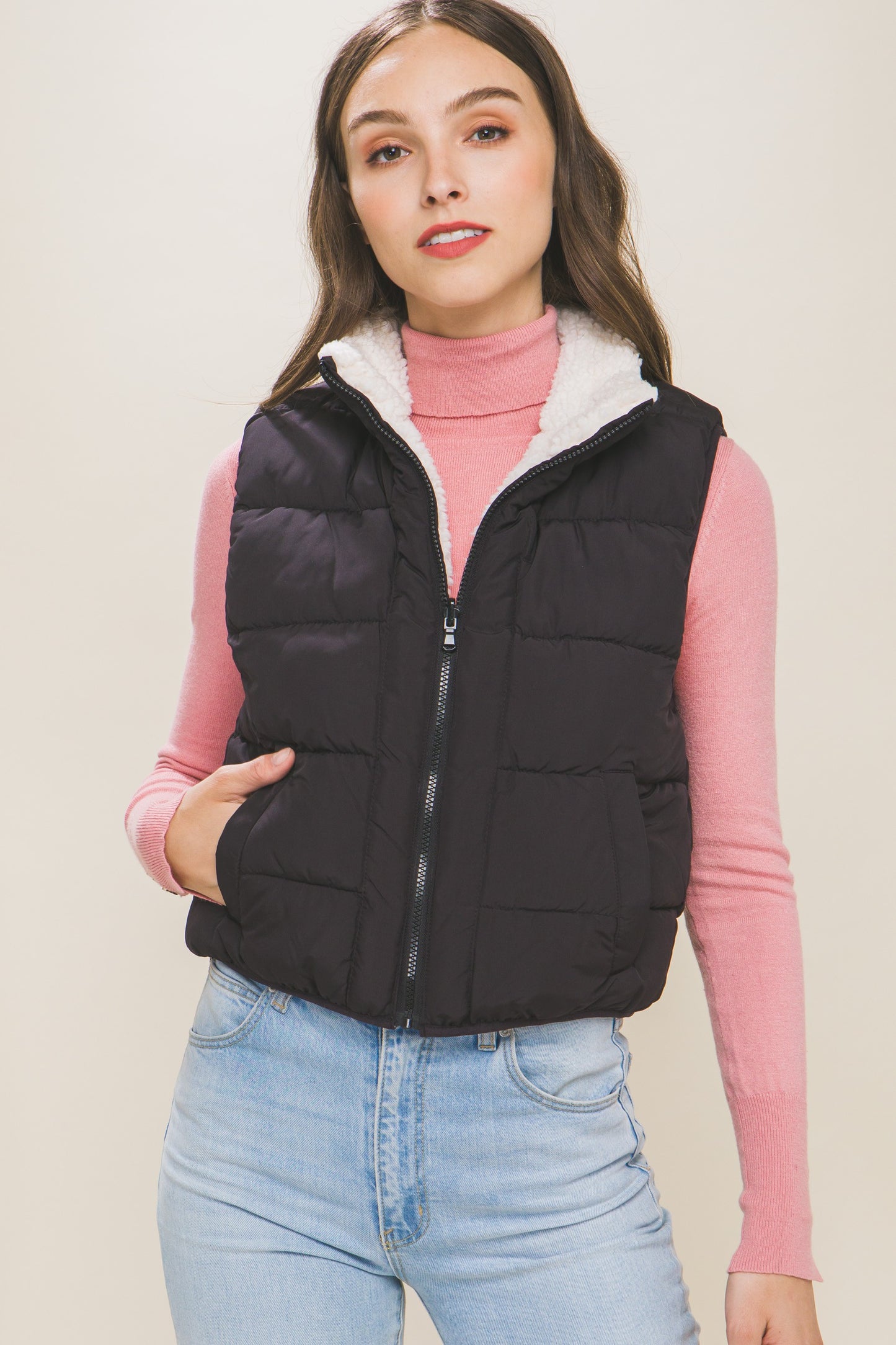 Reversible Sherpa Puffer Vest