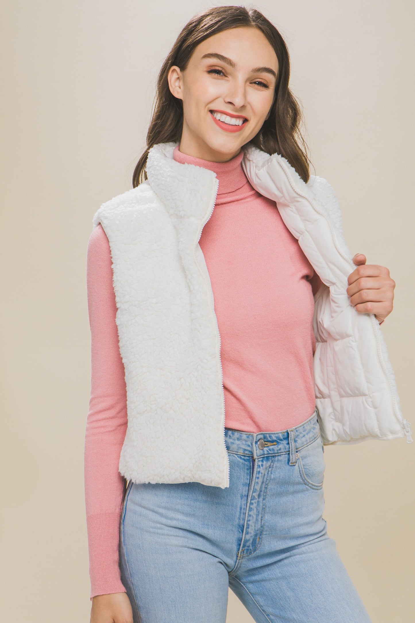 Reversible Sherpa Puffer Vest