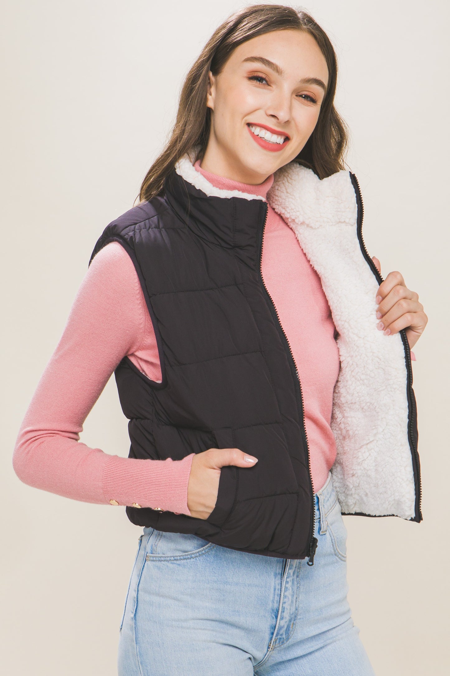 Reversible Sherpa Puffer Vest