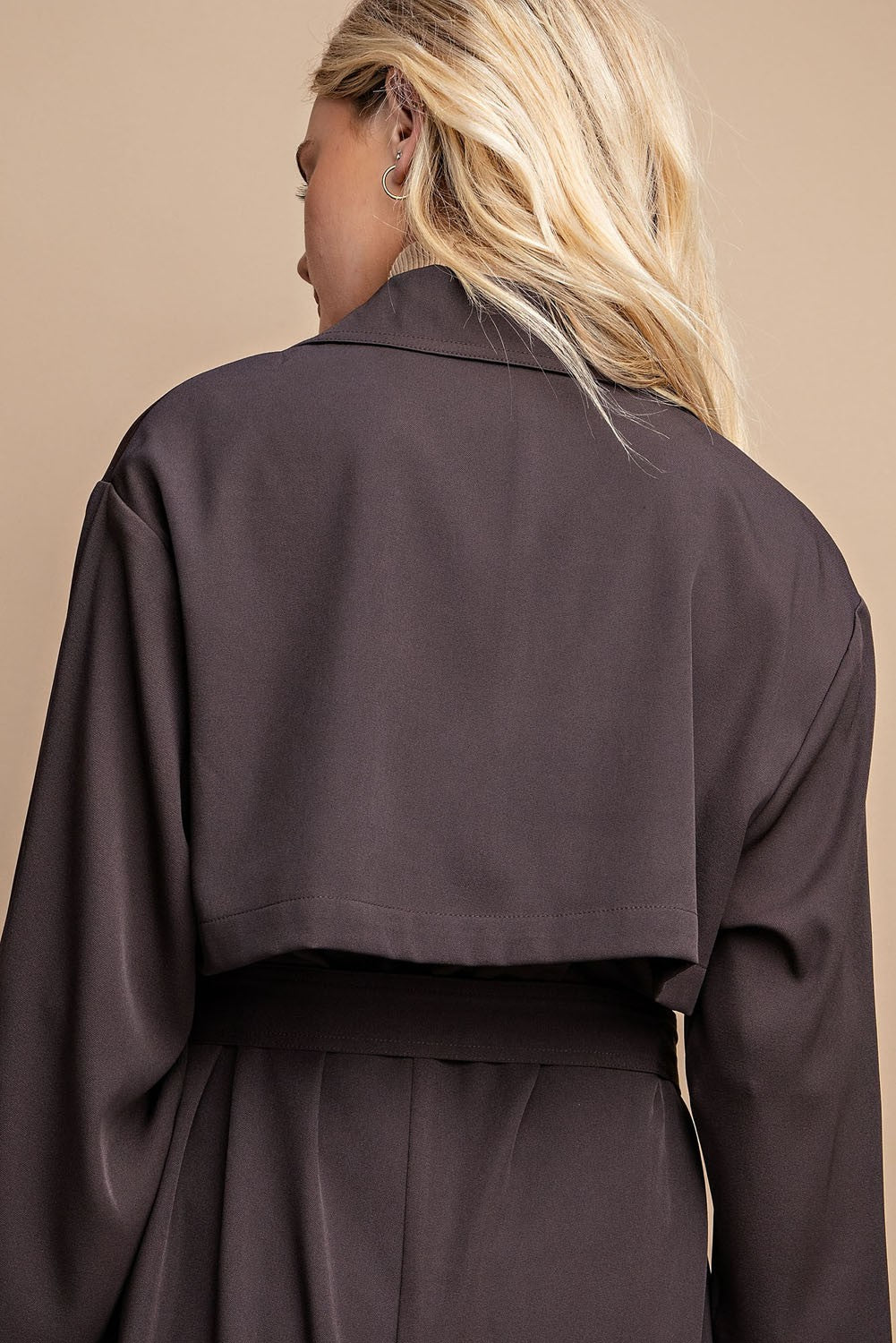 Roll Sleeve Lightweight Coat in Dk. Expresso