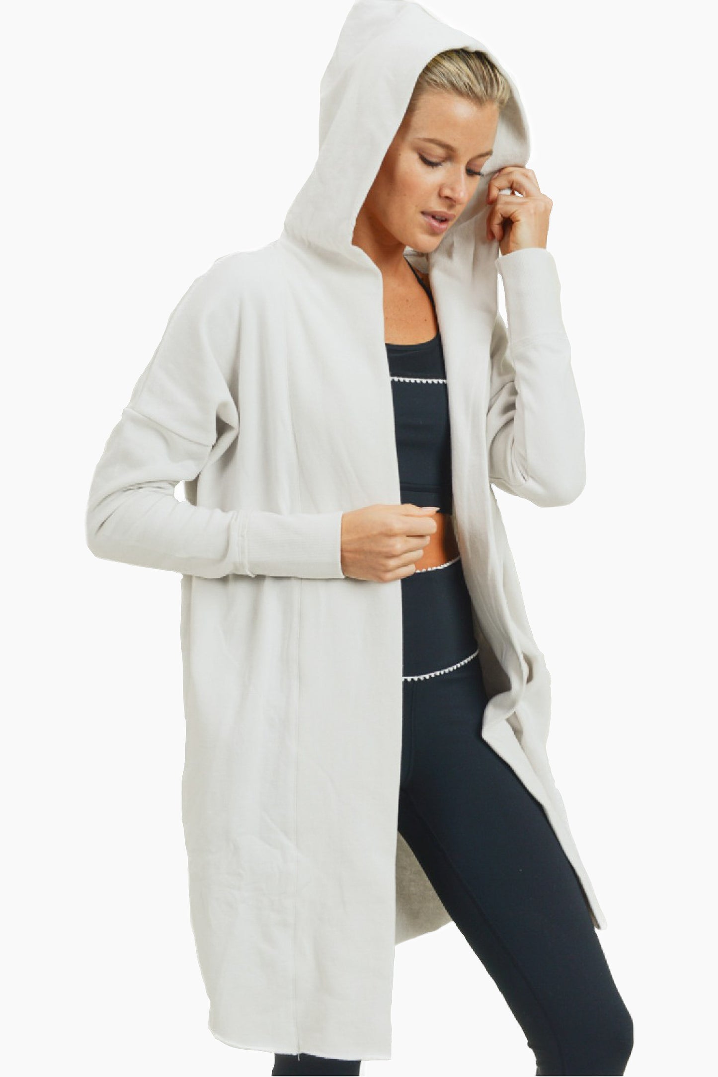 Zander Longline Hoodie Cardigan in Natural