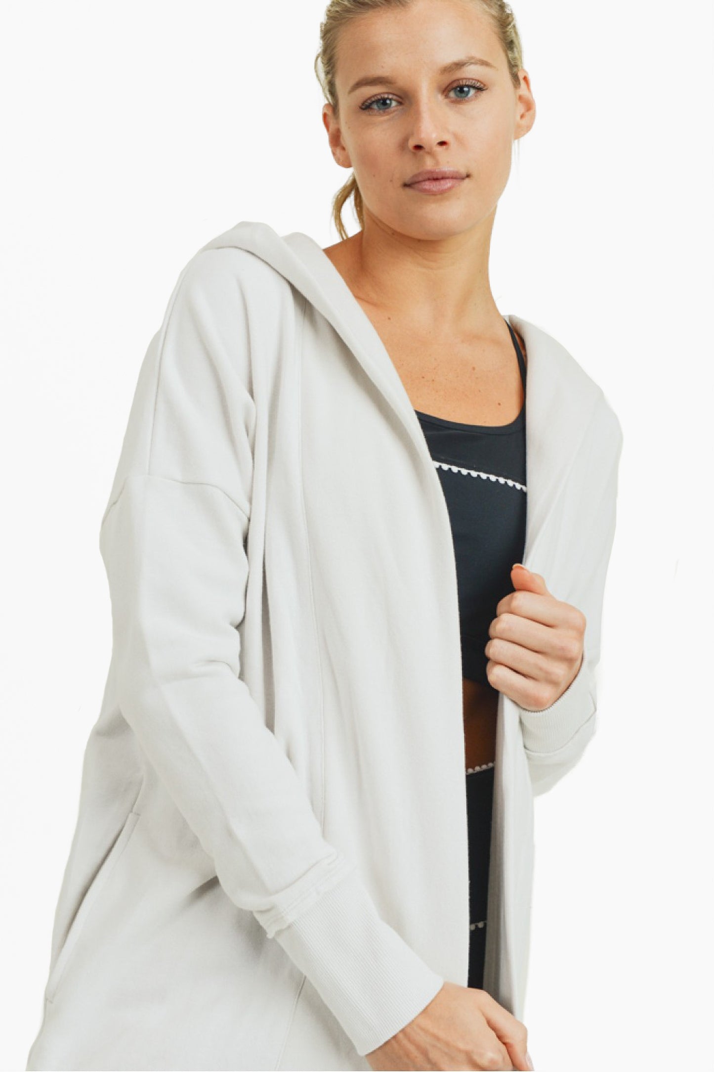 Zander Longline Hoodie Cardigan in Natural