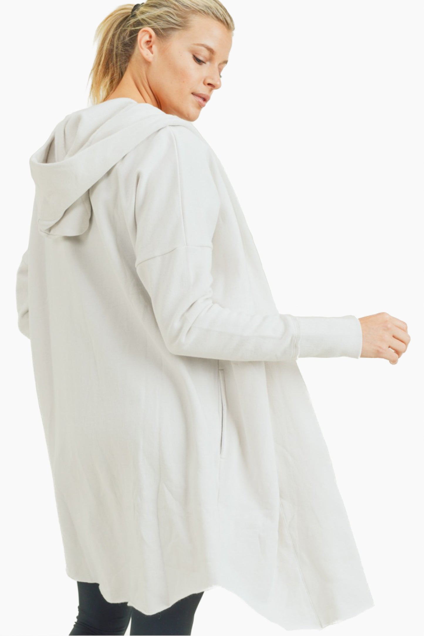 Zander Longline Hoodie Cardigan in Natural
