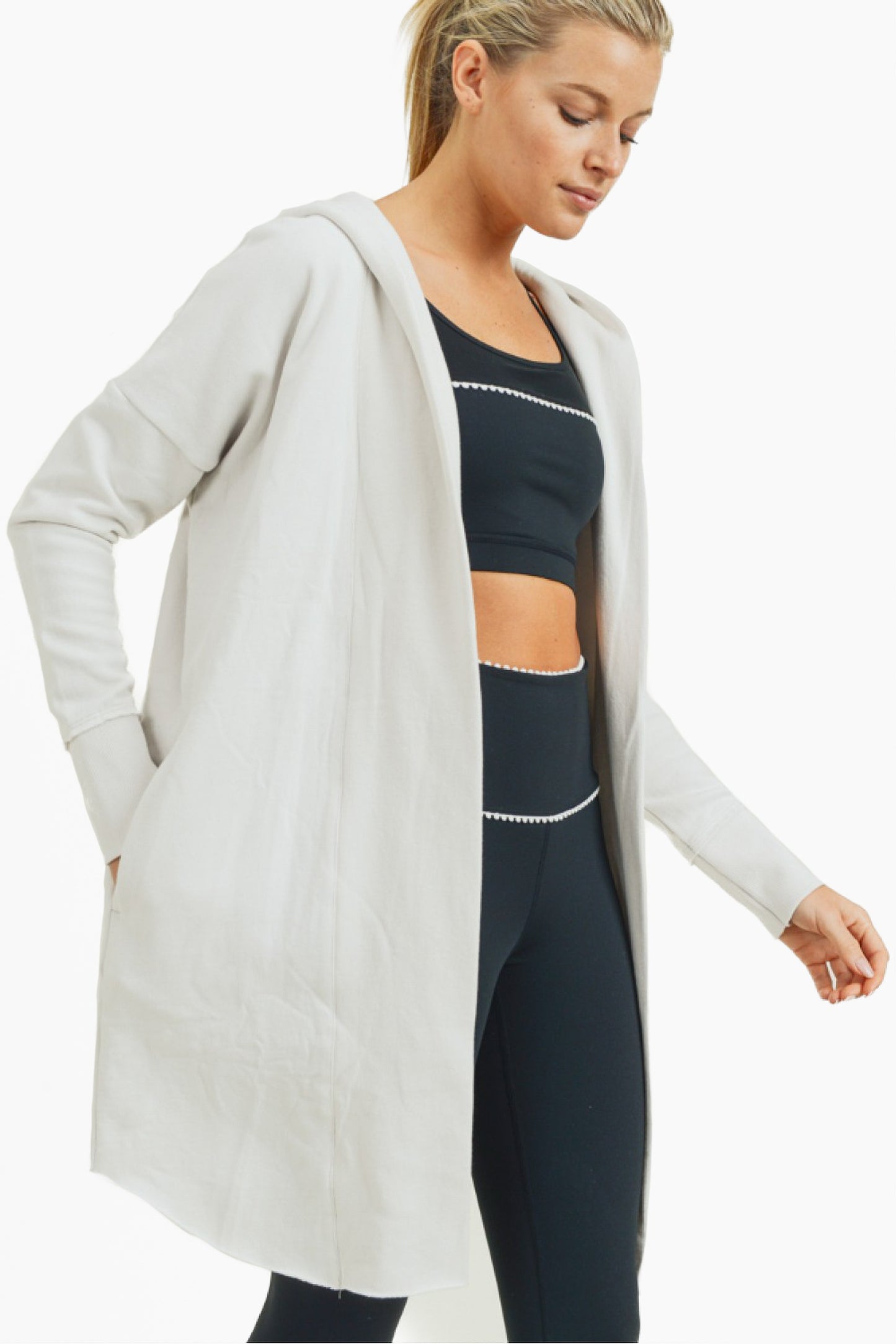 Zander Longline Hoodie Cardigan in Natural